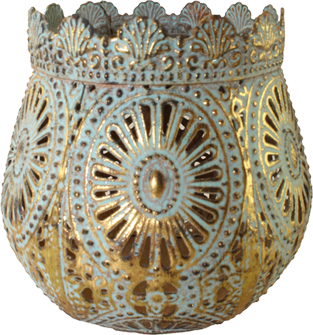 Savann Sage & Gold Metal Candle Holder