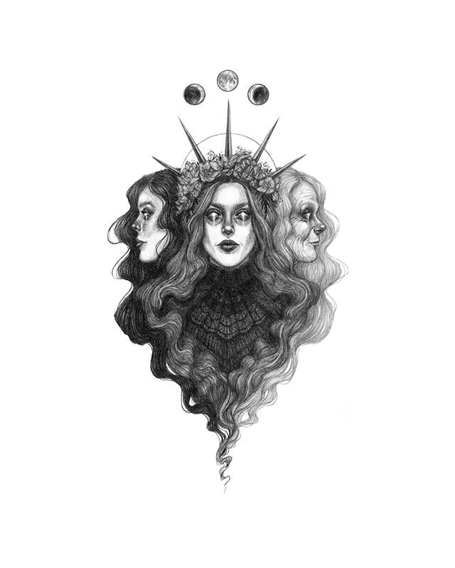 The Triple Goddess Fine Art Print - Maiden, Mother, Crone: 5x7"