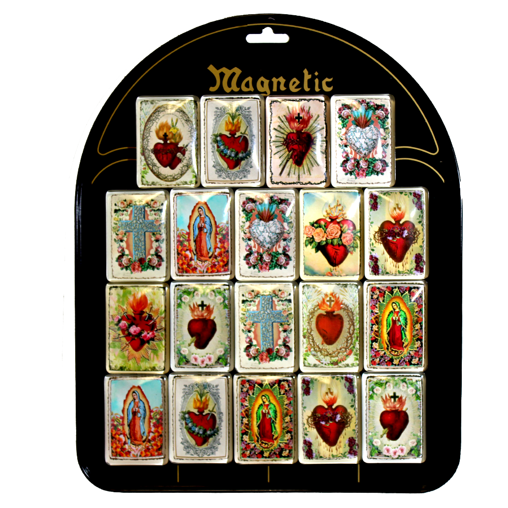 Wounded Heart & Virgin Glass Magnet Display
