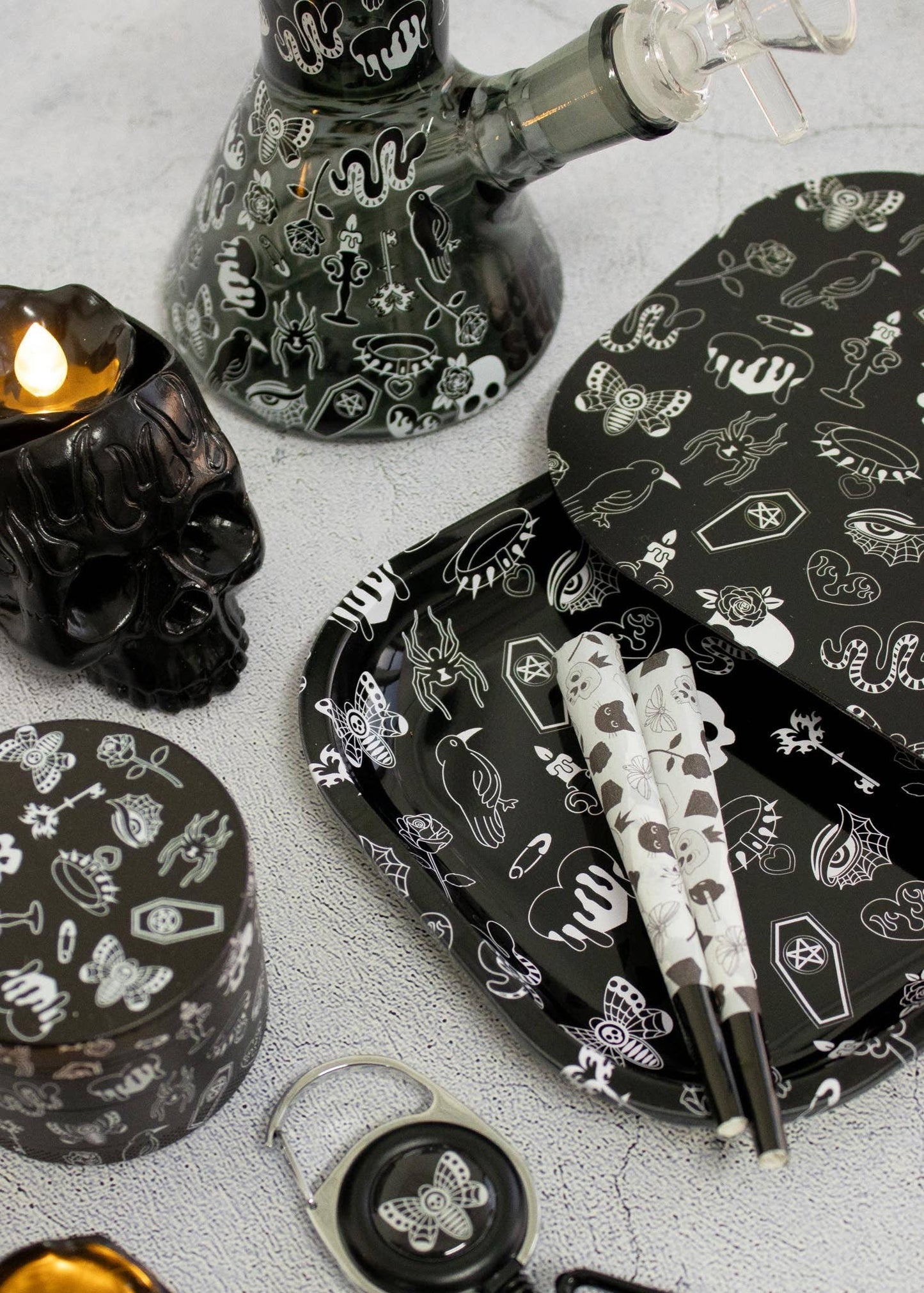 Mini Goth Girl Rolling Tray And Lid Set