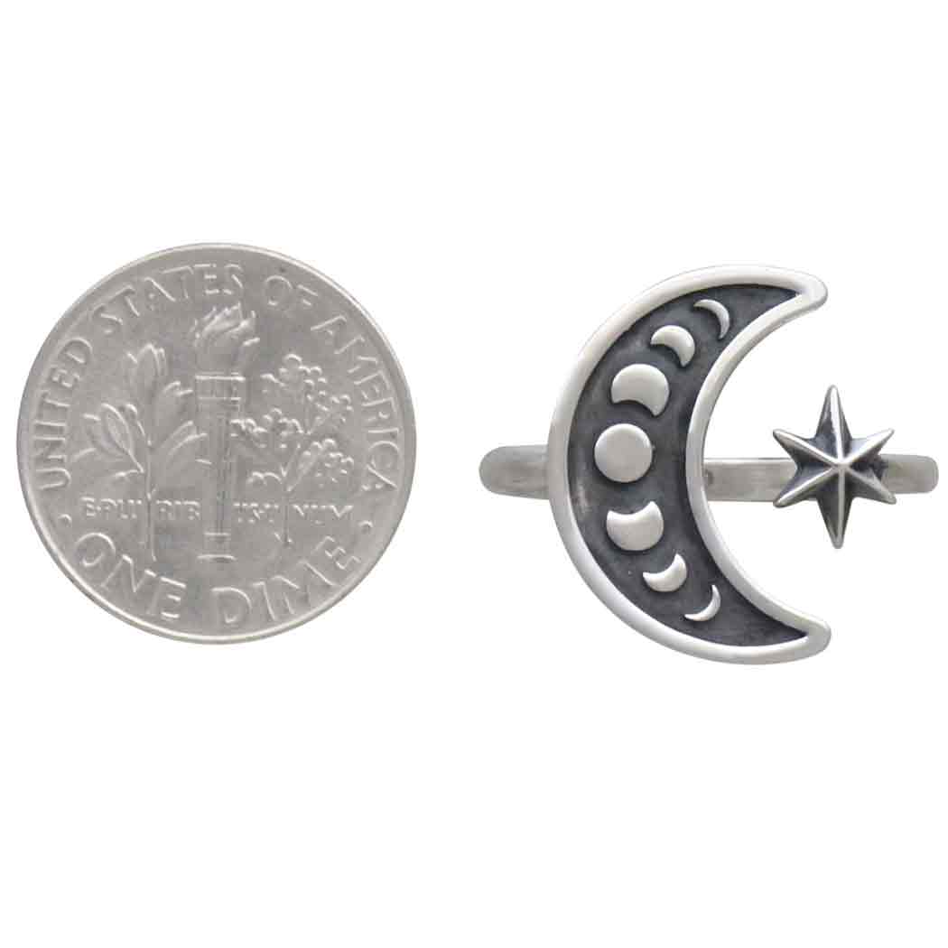 Sterling Silver Adjustable Moon Phase Ring