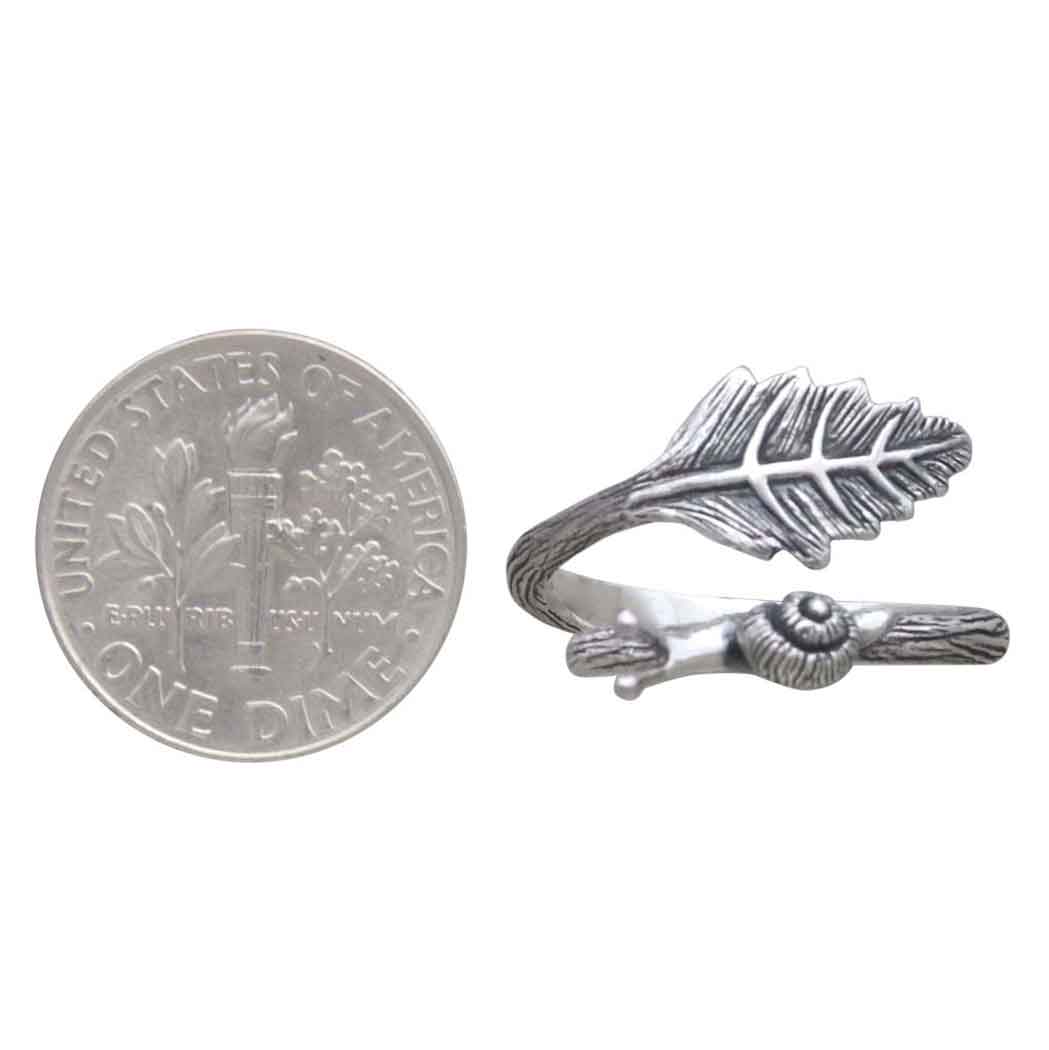 Sterling Silver Adjustable Snail And Leaf Ring