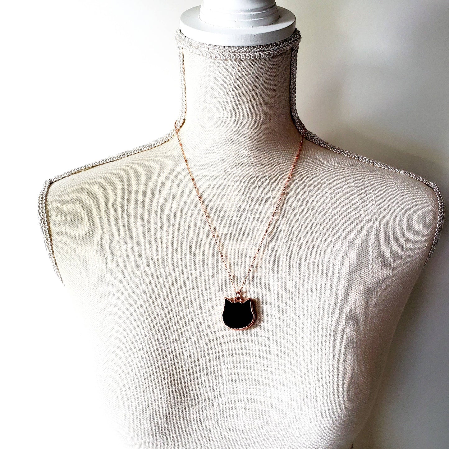 Obsidian Cat Necklace