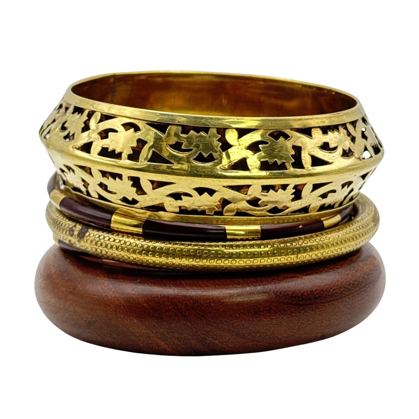 Bangle – Wood, Metal and Gold Filigree