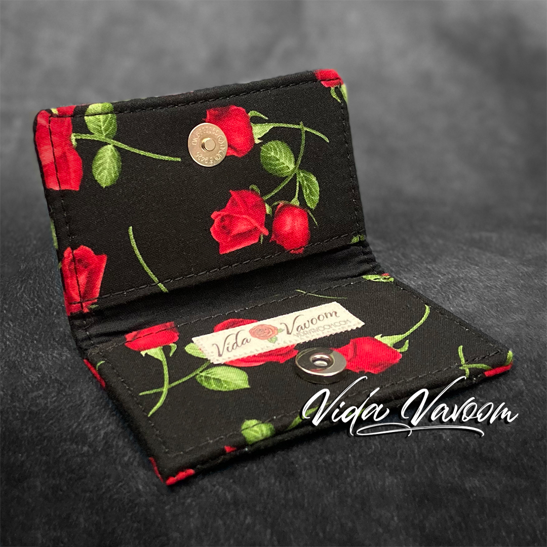 red roses handmade credit card wallet
