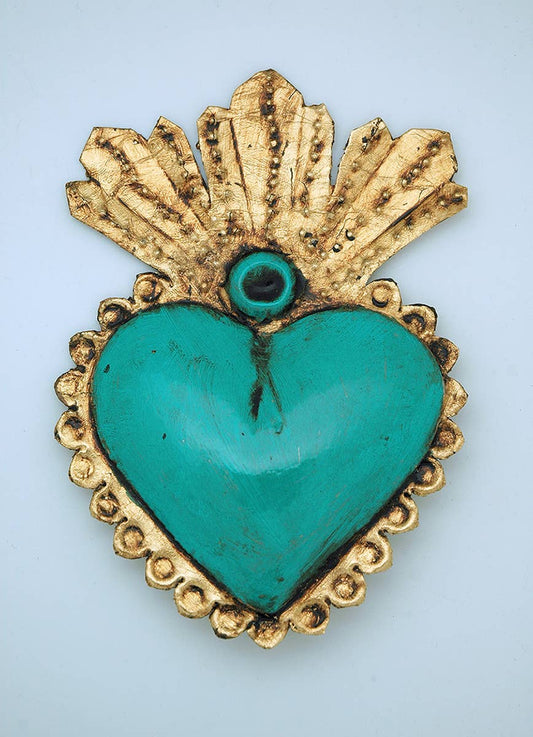 Mexican Turquoise Tin Heart Wall Accent