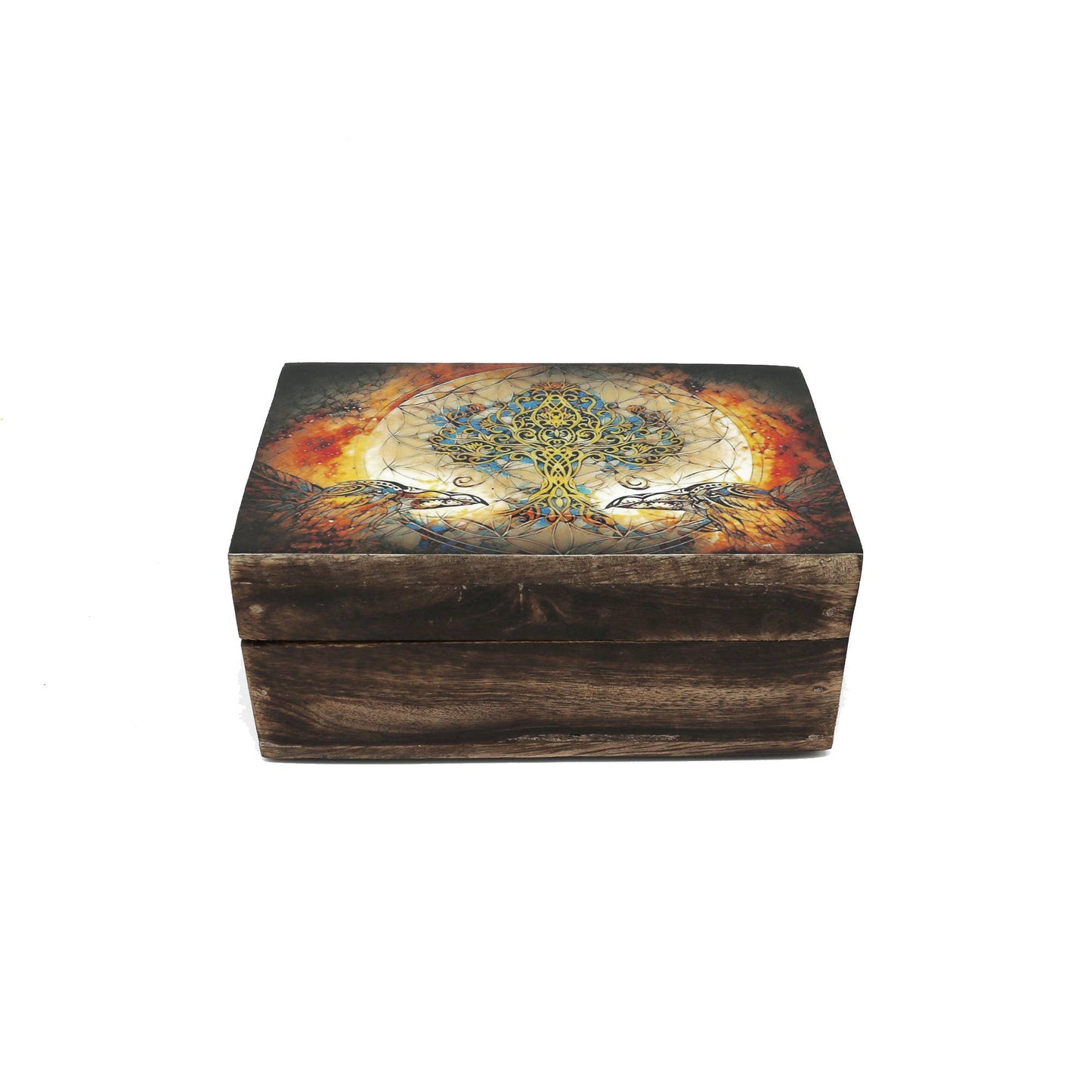 Wooden Storage Box (6 x 4 in.) - Tree of Life (Brown)