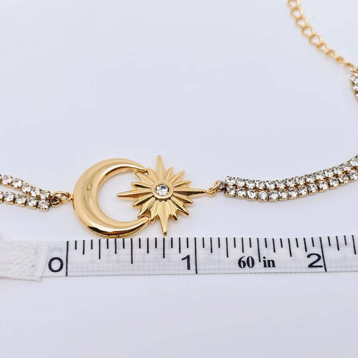 18K Gold Plated Star Moon  Cubic Zirconia Bracelet - FGS/MS