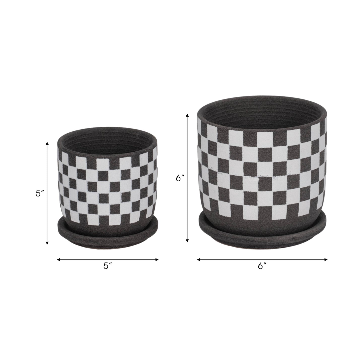 Ceramic Checkerboard Saucer Planter- Large