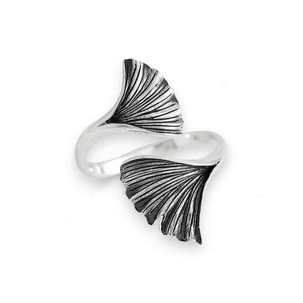 Adjustable Ginkgo Leaf Ring: Bronze