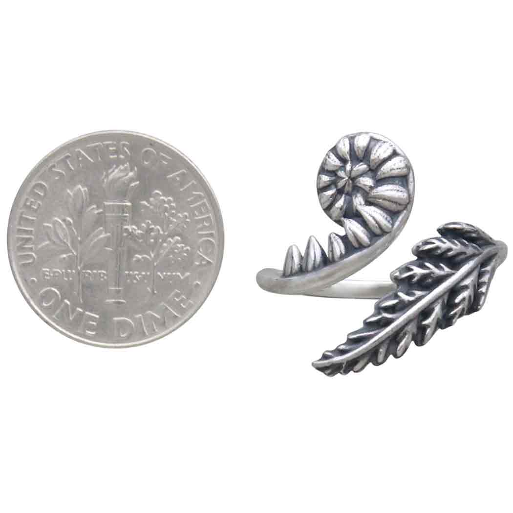Adjustable Fern Ring: Sterling Silver