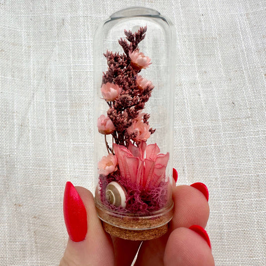 Fairy Grove Mini Terrarium Floral Glass Cloche Curiosity Jar: 2.75"
