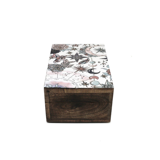 Wooden Storage Box (6 x 4 in.) - Pink Celestial (Brown)