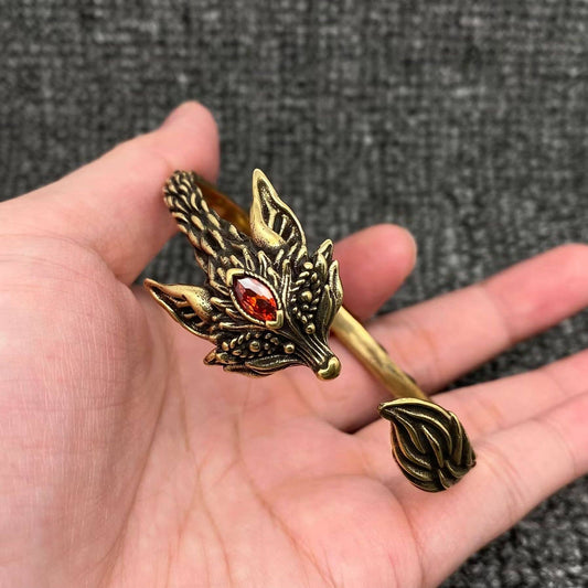 Inlaid Zircon Vintage Adjustable Fox Cuff