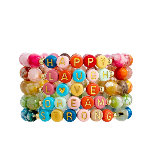 Scarletts Happy Stack of Gemstone Colorful Bracelets: Dream