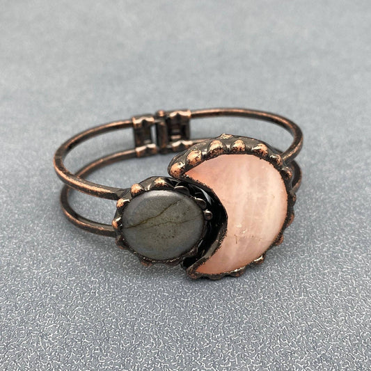 CS/MS - Star Moon Element Natural Stone Craft Bangle: Powder Crystal & Anemousite