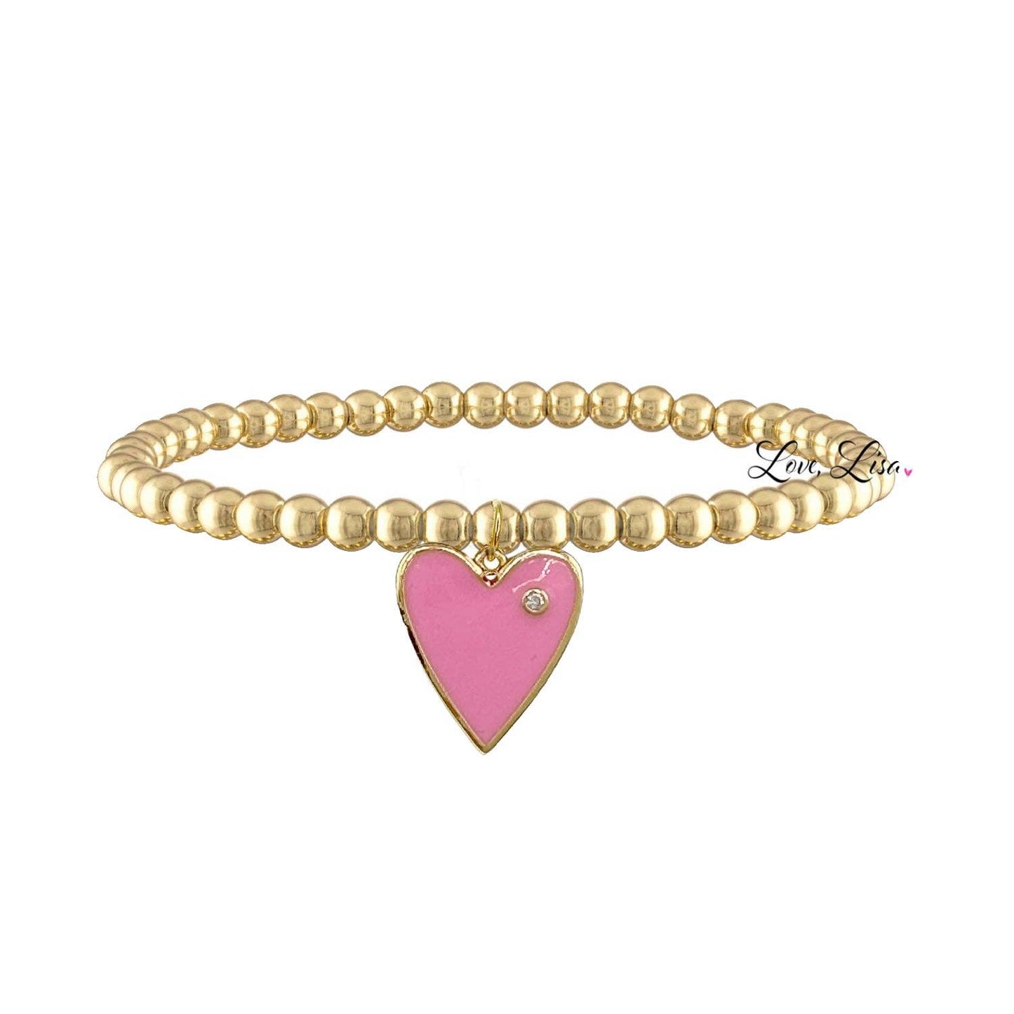 Valentina Pink Love Heart Bracelet Collection: Gold Heart