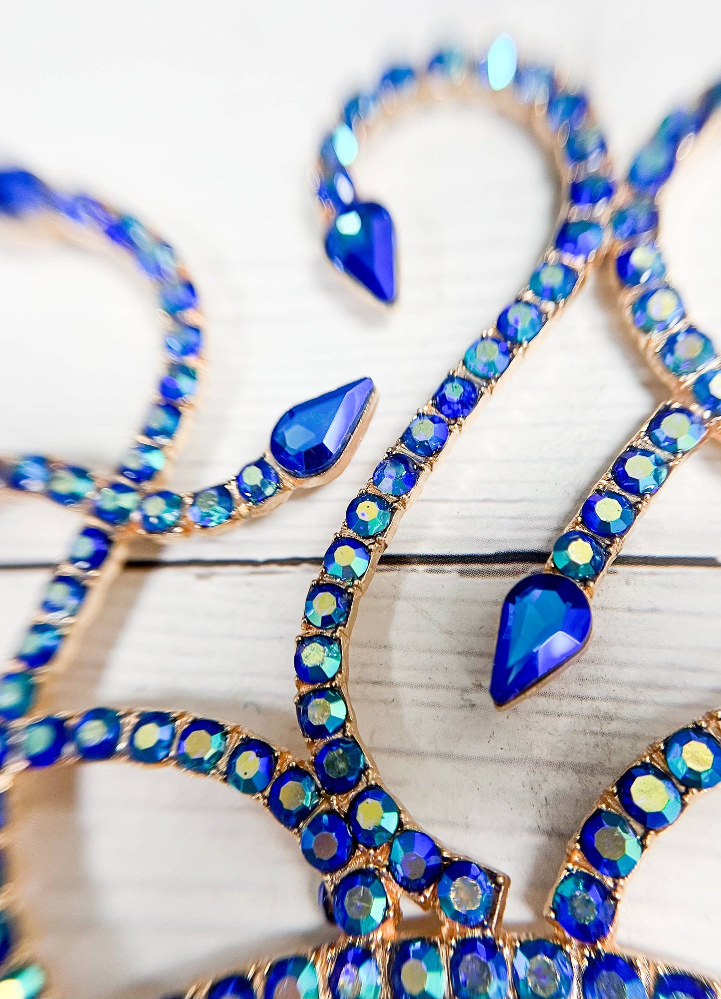Sapphire Medusa Headband, Blue Crystal Crown, Gold Headband