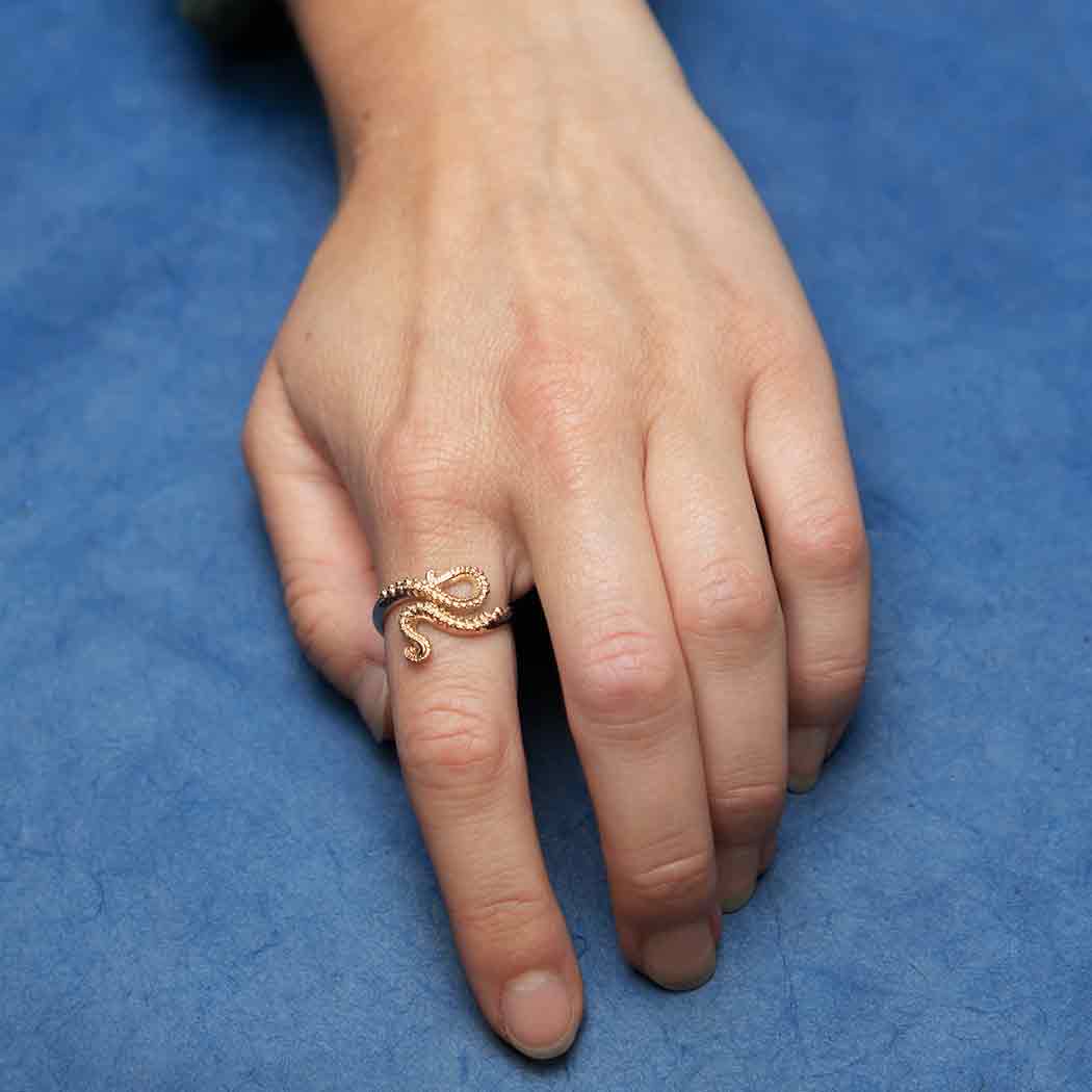 Adjustable Octopus Tentacle Ring: Bronze