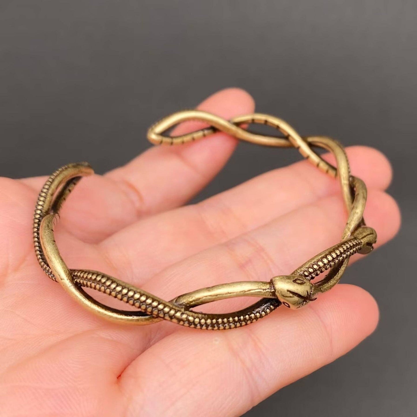 Vintage Bronze Double Snake Winding Adjustable Cuff