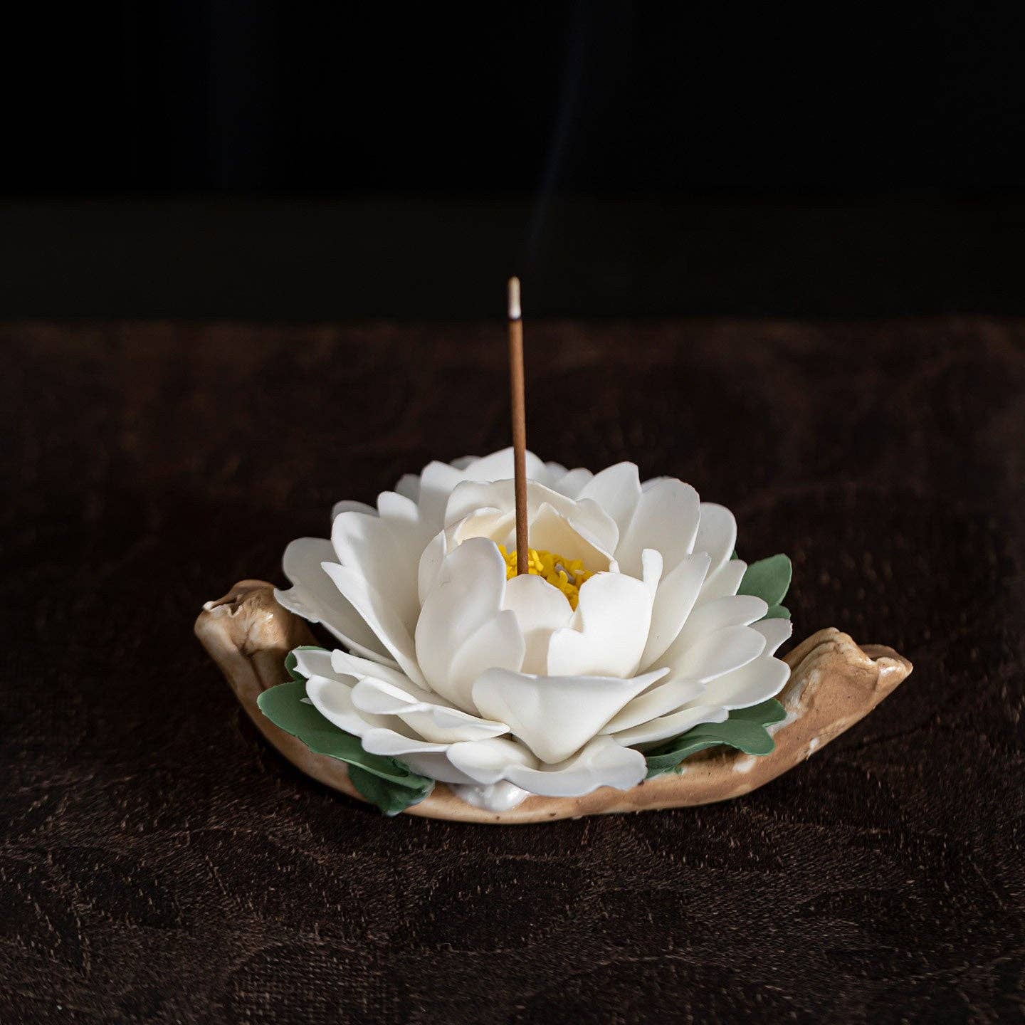 Handmade Ceramic Roselle Flower Incense Holder: Pink