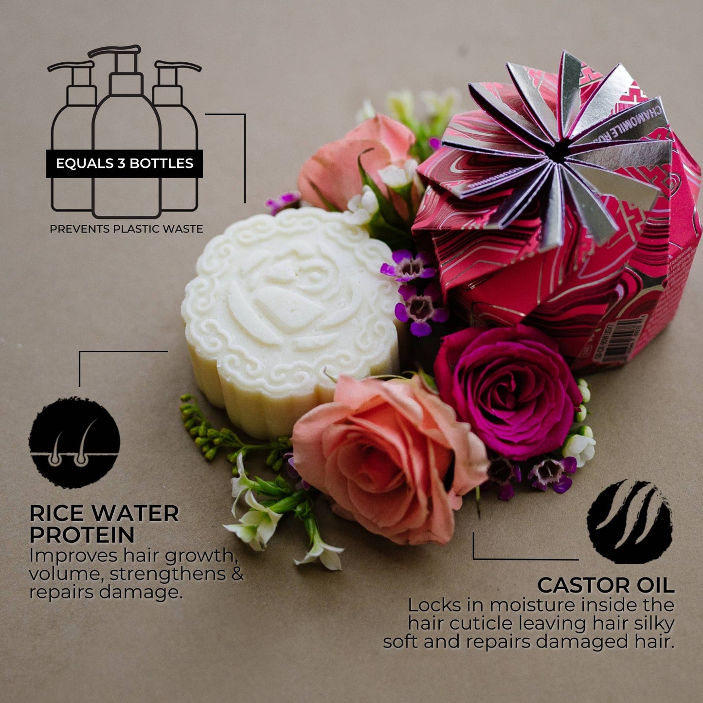 Oil - Castor Shampoo Bar for Ultra-Hydrating | Chamomile Rose
