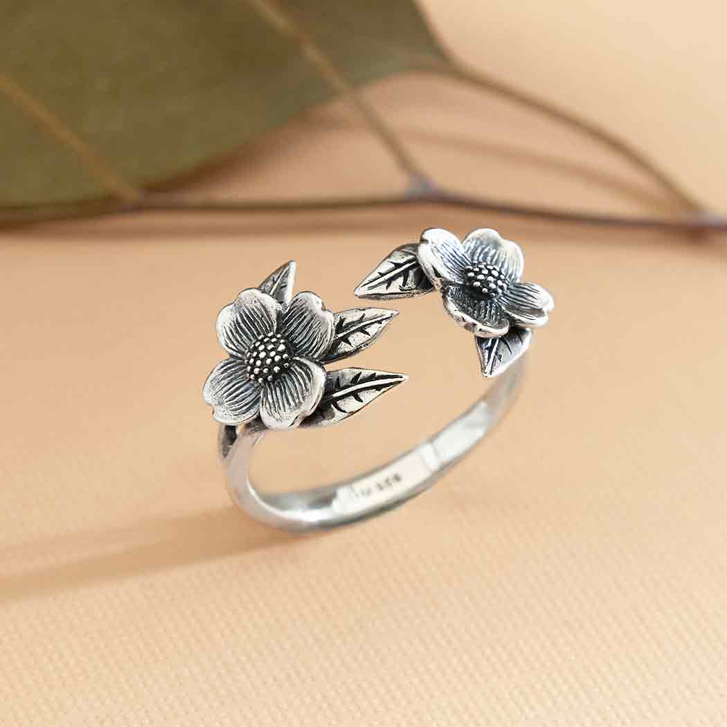 Two Flower Dogwood Ring: Bronze