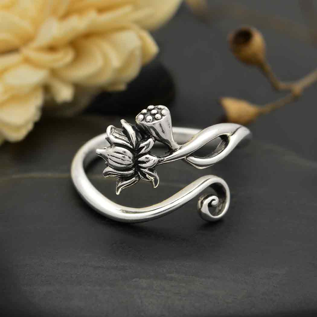 Adjustable Lotus Ring: Bronze