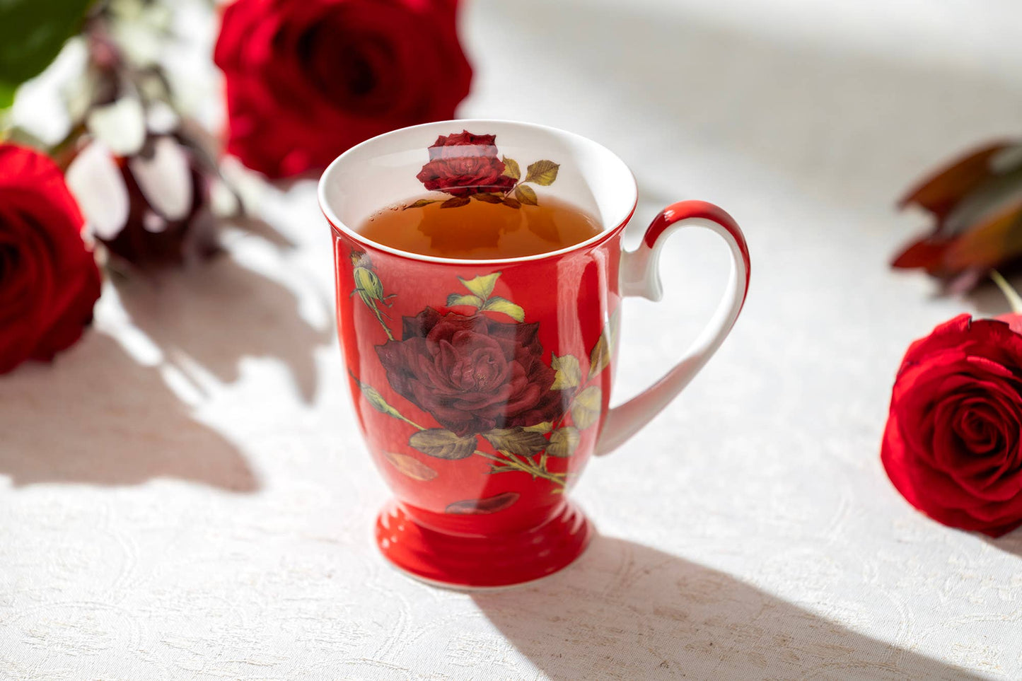 Stem Rose Red 12oz Bone China Mug
