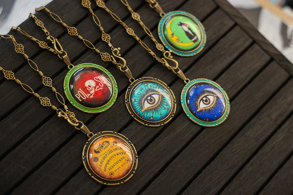 Handmade Eclectic Vintage Cameo Necklaces on Cards Large