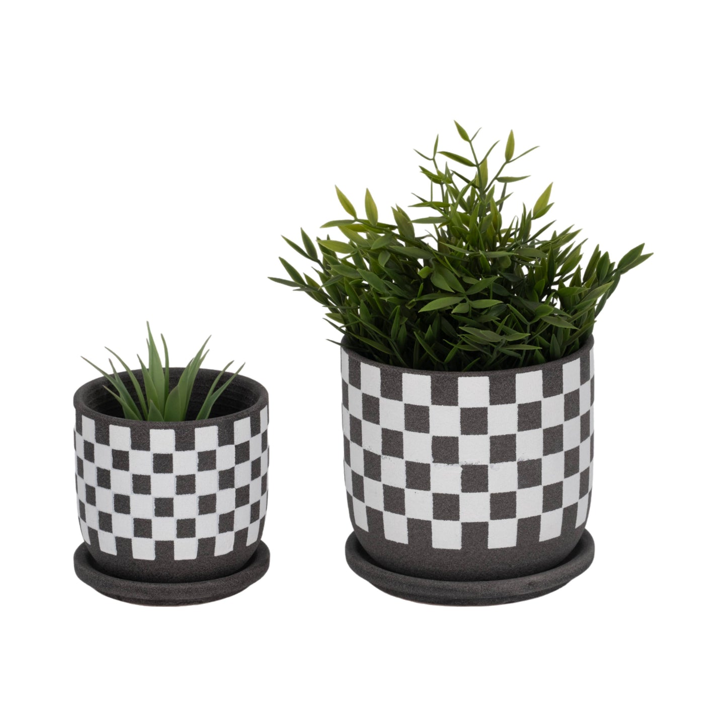 Ceramic Checkerboard Saucer Planter- Large