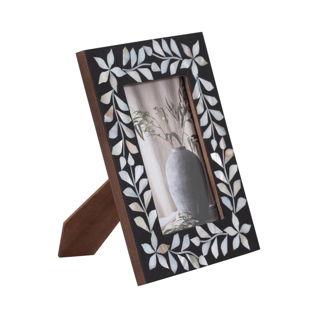 Shell Resin Mother of Pearl Picture Frame - Black, 4x6 in.