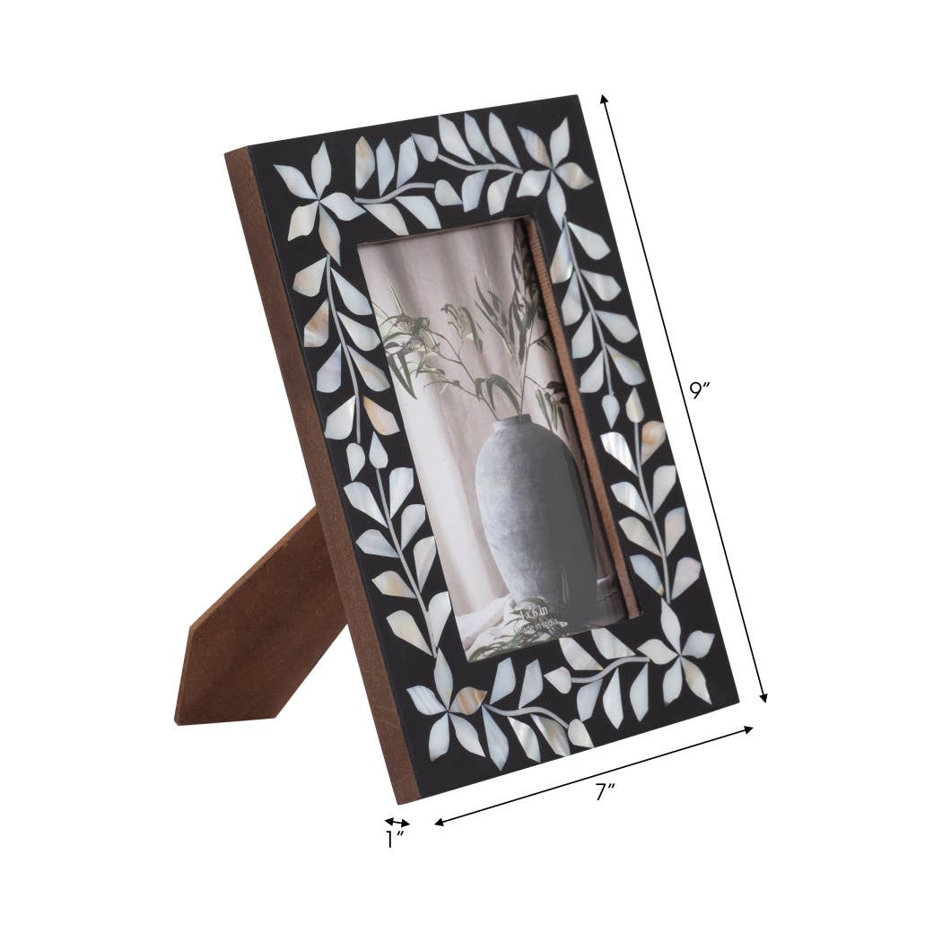 Shell Resin Mother of Pearl Picture Frame - Black, 4x6 in.