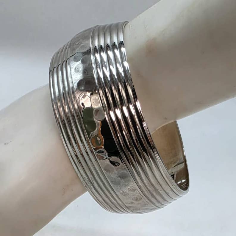 Polished Silver Plated Brass Bangle–Minimalist Modern Style
