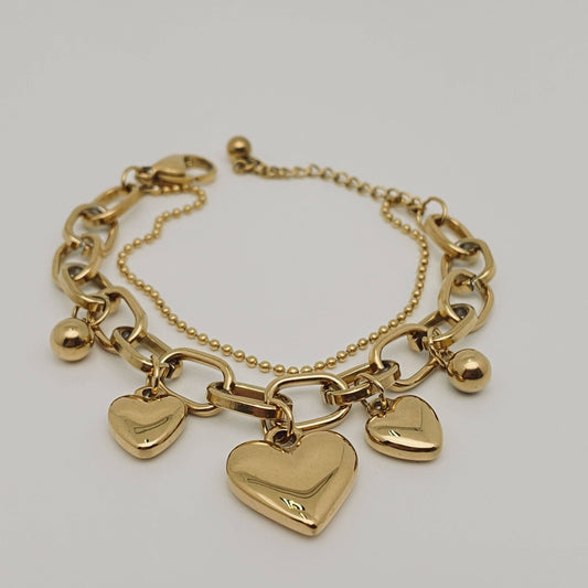 Heart Shape Pendant Stainless Steel Gold-plated Bracelet: A