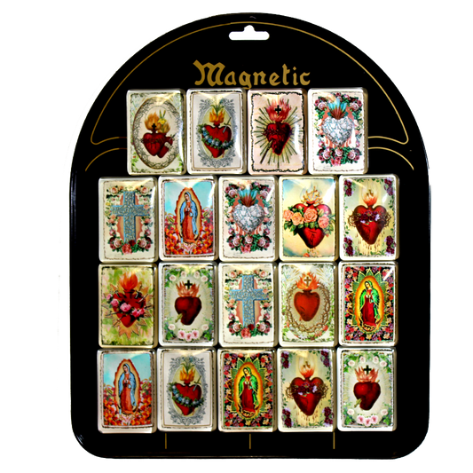 Wounded Heart & Virgin Glass Magnet Display