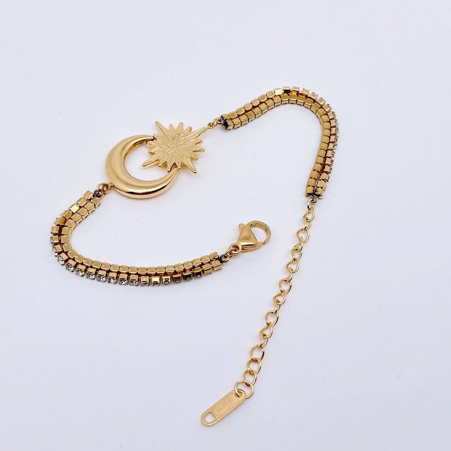 18K Gold Plated Star Moon  Cubic Zirconia Bracelet - FGS/MS