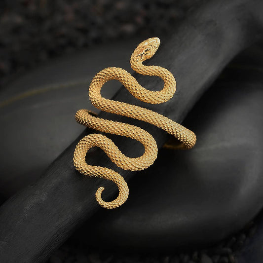Textured Adjustable Snake Ring: Bronze