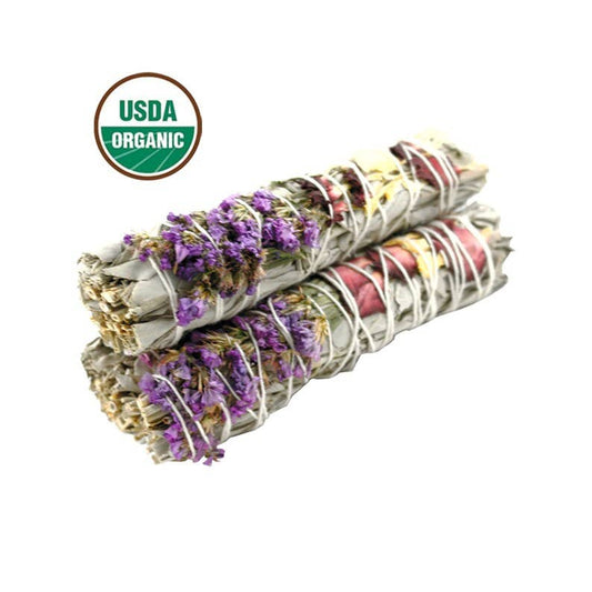 'Morning Glory' Floral White Sage Smudge Stick (6 in.)