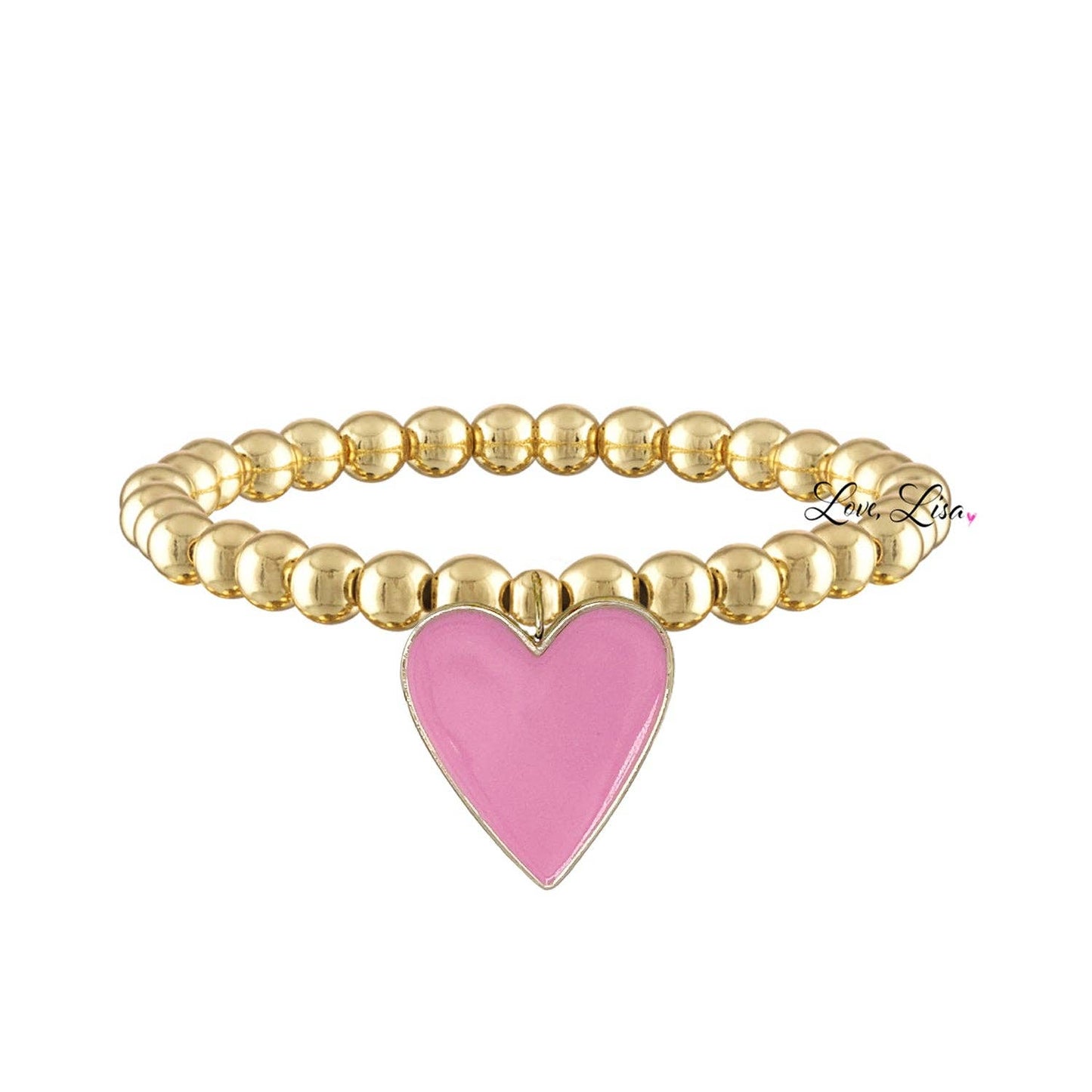 Valentina Pink Love Heart Bracelet Collection: Gold Heart