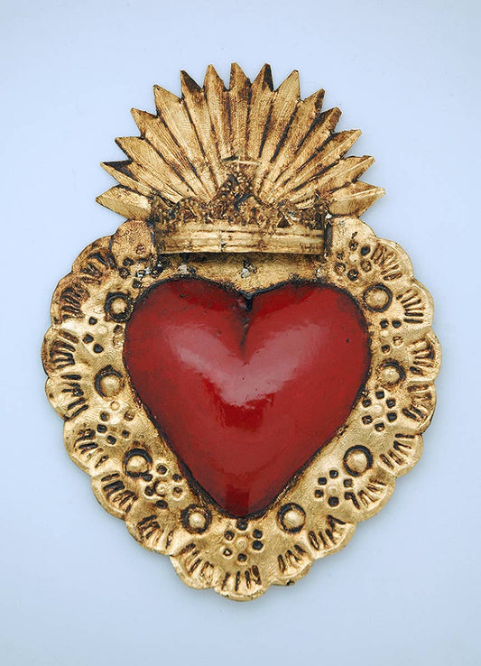 Mexican Tin Heart Wall Accent with Crown