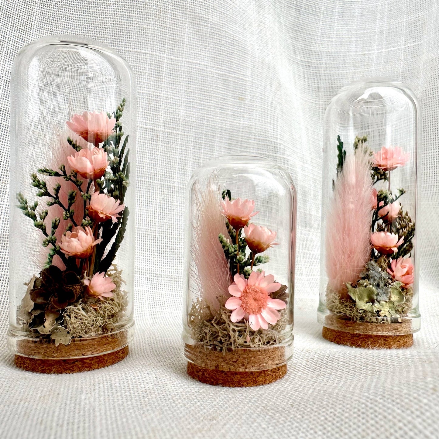 Woodland Blush Mini Terrarium Floral Glass Cloche: 2.75"