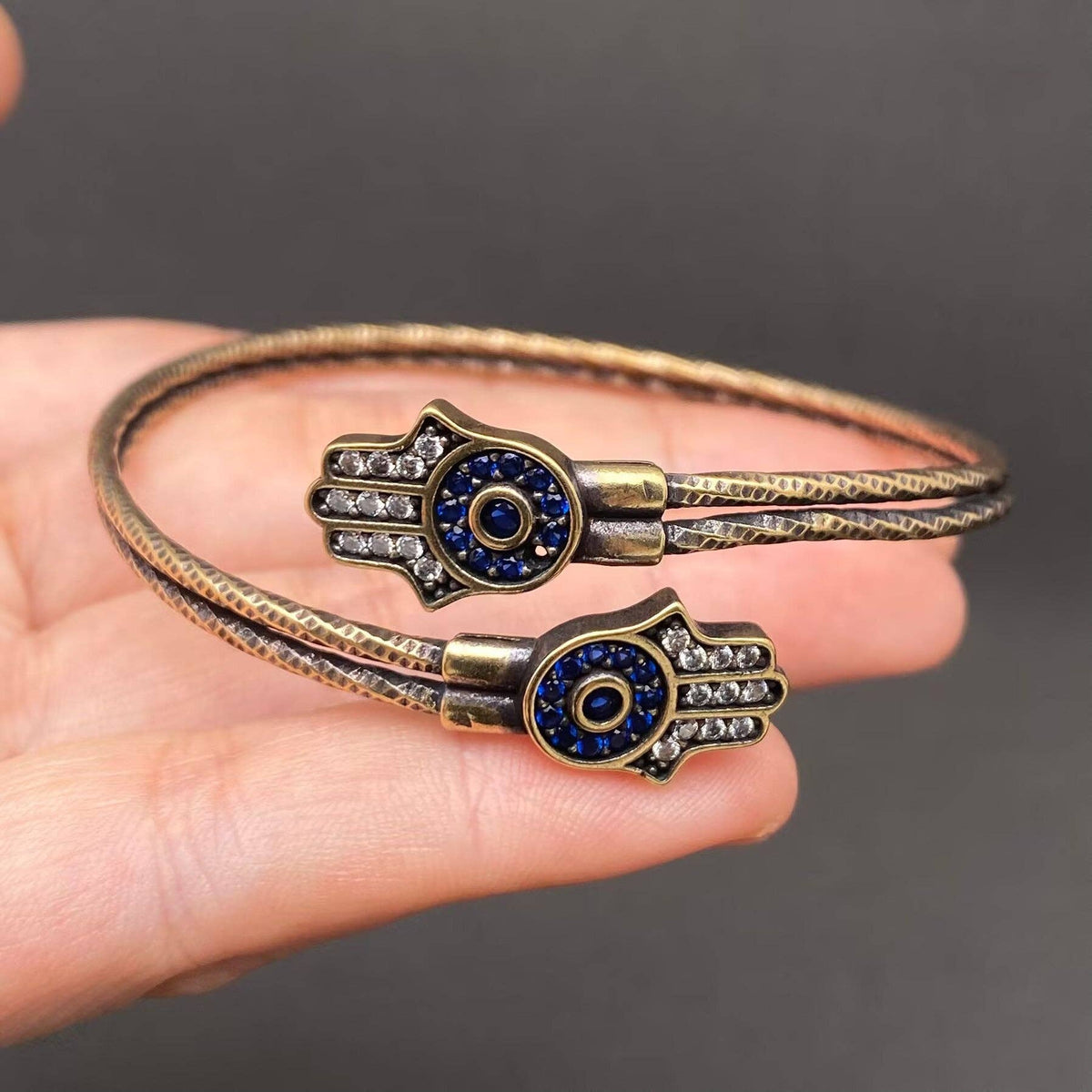 The Hand of Fatima Vintage Bronze Brass Bangle