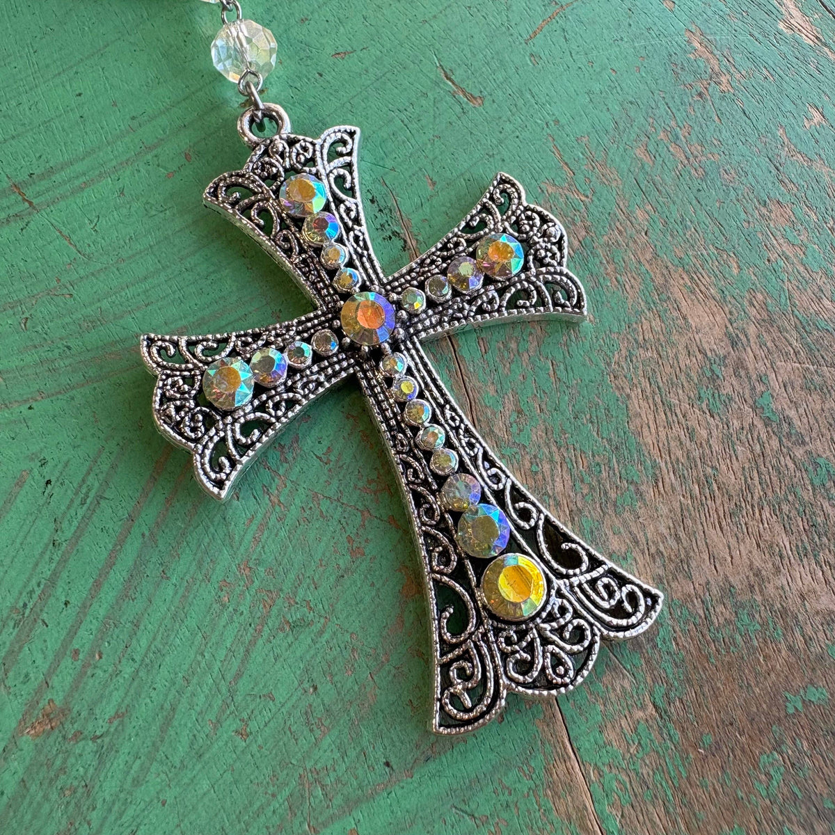 Citrine Glow Jeweled Cross Car & Purse Blessing