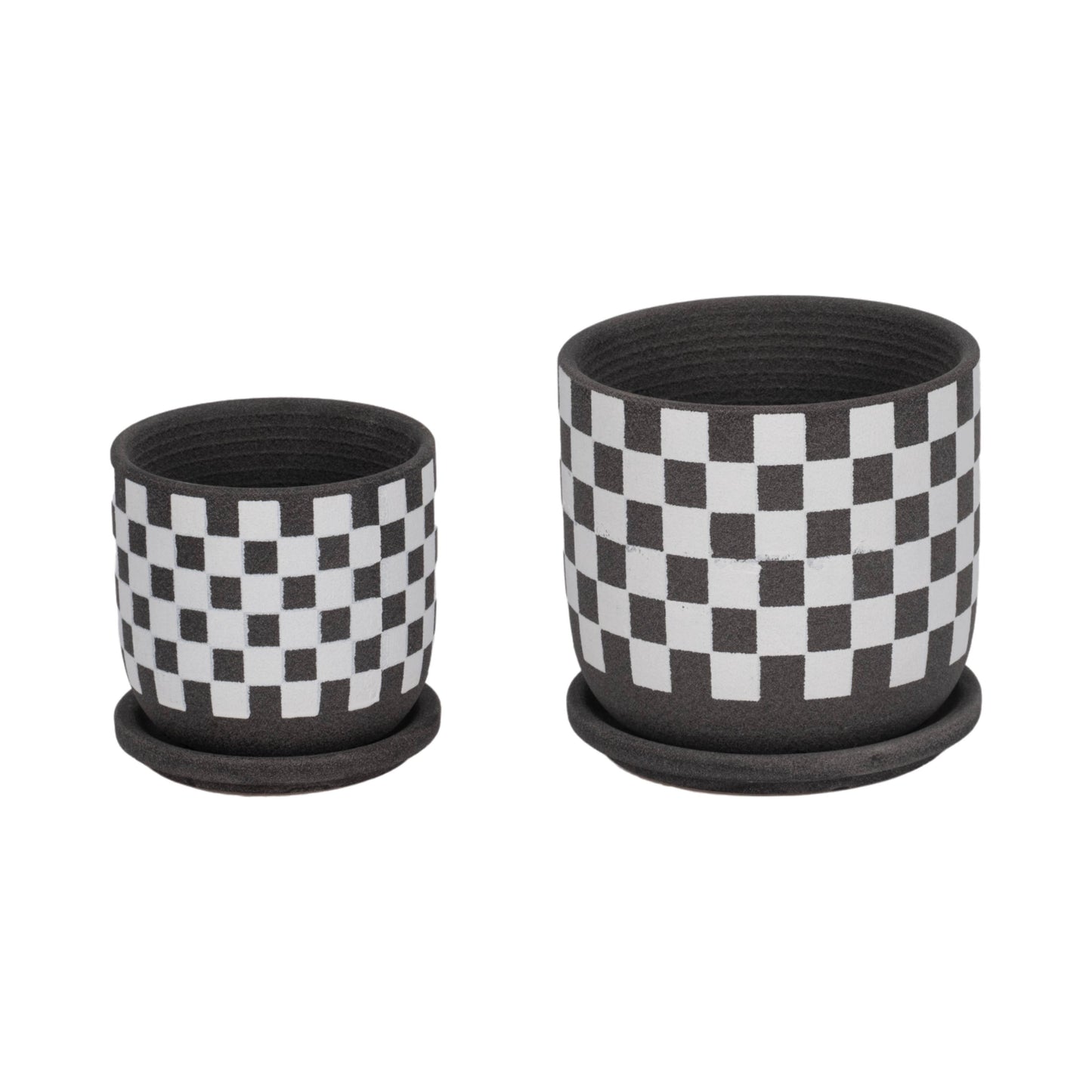 Ceramic Checkerboard Saucer Planter- Large