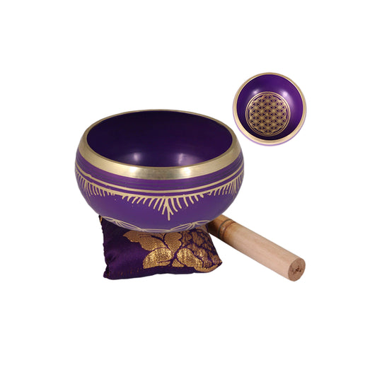 Tibetan Singing Bowl - Flower of Life (Purple)