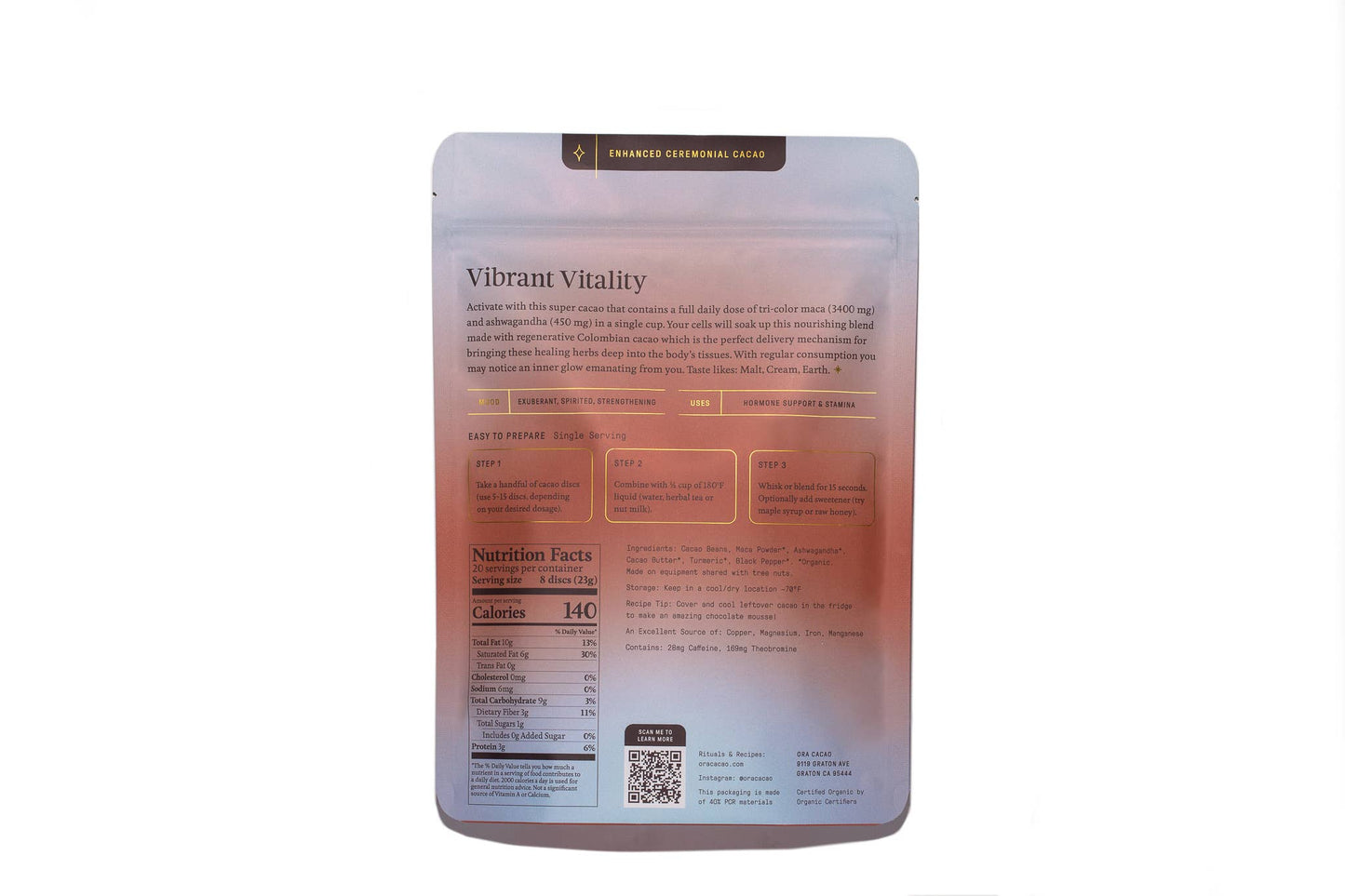 Vibrant Vitality Cacao - Organic Ceremonial Chocolate: 1 lb