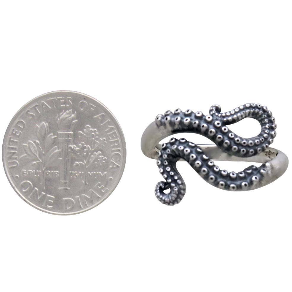 Adjustable Octopus Tentacle Ring: Bronze