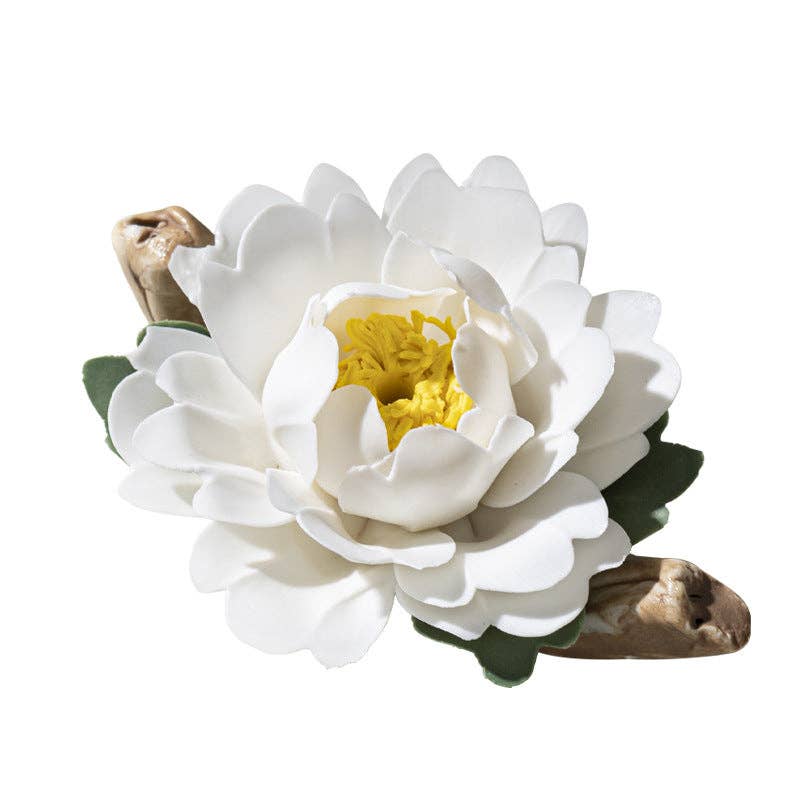 Handmade Ceramic Roselle Flower Incense Holder: Pink