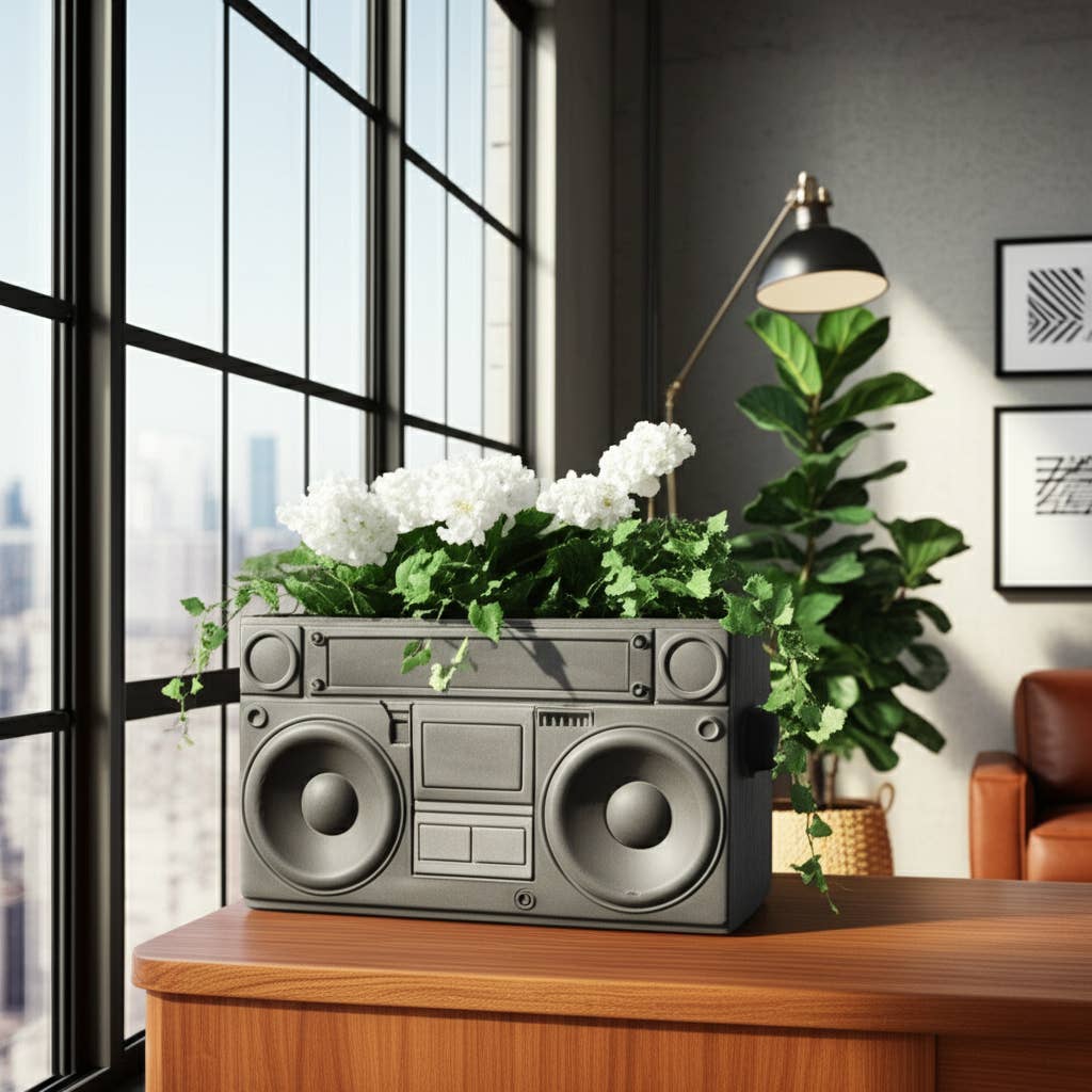 Ceramic Stereo Planter Pot Garden Decor - Gray, 13 in.